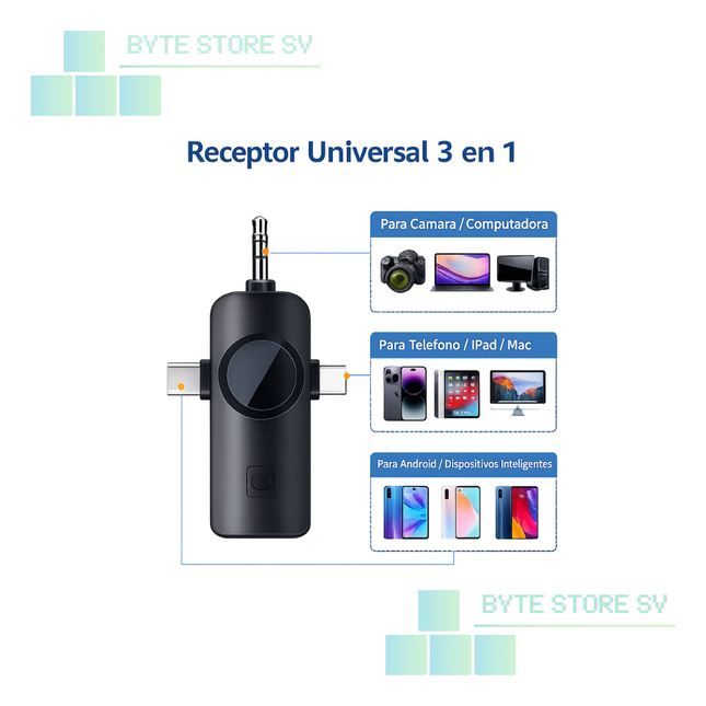 Micrófono Inalámbrico Dual - 3 en 1